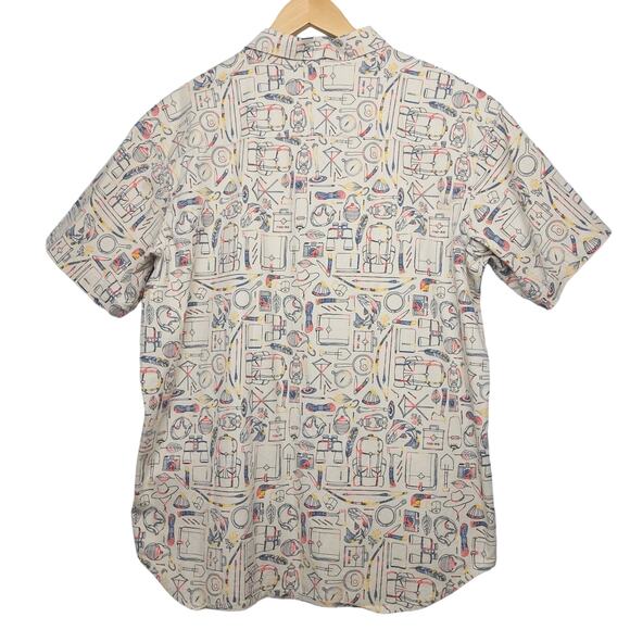 Columbia Men's Rapid Rivers Short Sleeve Button-Up Shirt Sz Large Beige AOP EUC - Picture 8 of 14